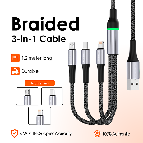 Braided 3 in 1 Cable